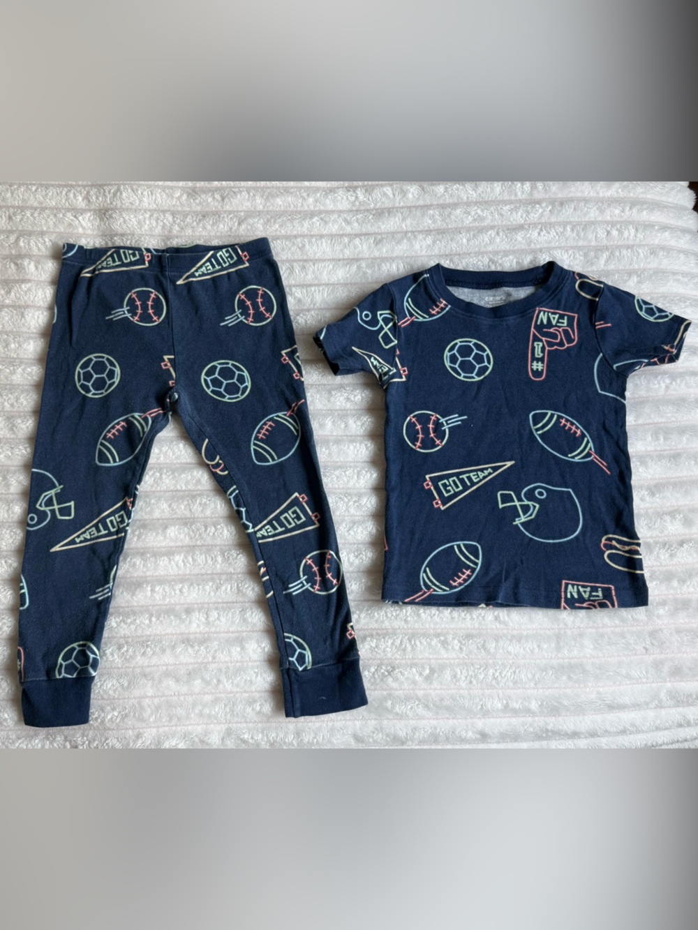 Carter's Navy Sports-Print Two-Piece Pajama Set